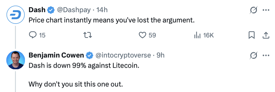 Litecoin hakkındaki sosyal medya atışması kripto topluluğunu güldürdü