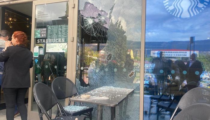 Kahramanmaraş'ta Starbucks şubesine taşlı saldırı: 1 kişi yaralandı
