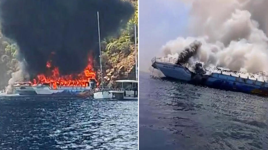 Fethiye’de Deniz Ortasında Yangın ve Panik Anları